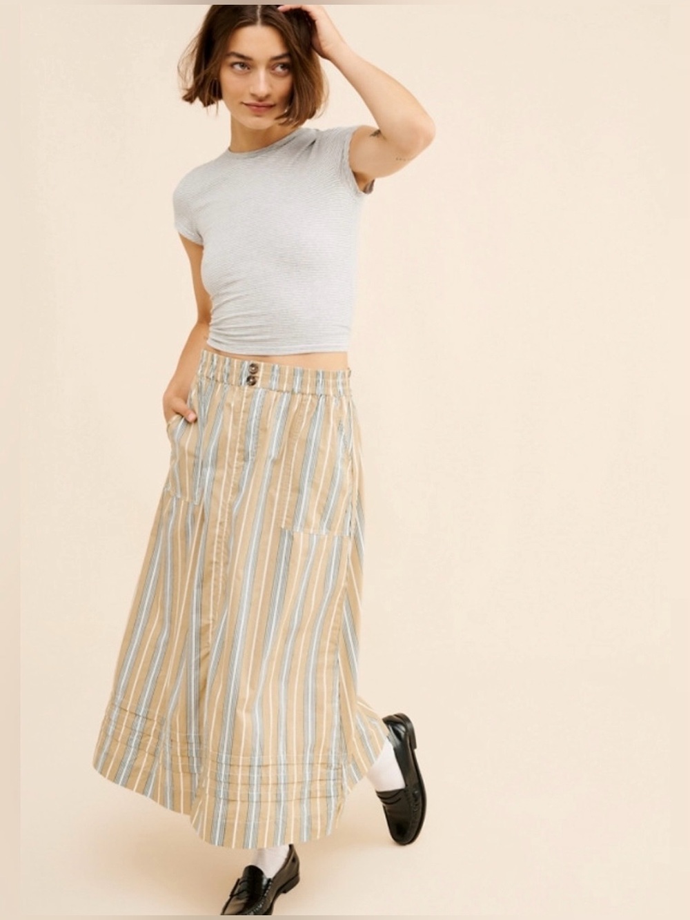 Damson Madder Nava Pocket Stripe Midi Skirt Size US 2